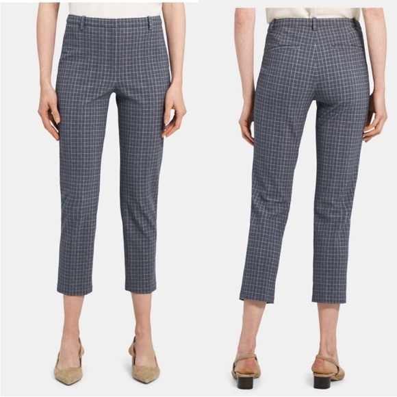 Theory Pants - Theory Classic Slim Cropped Pants in Precision Grid Size 8